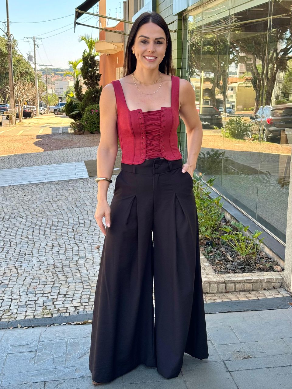 Calça Maxi Pantalona Preta Paola - Arpaia
