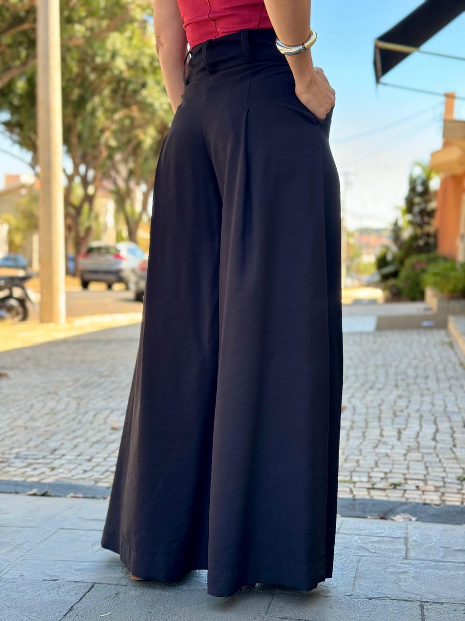 Calça Maxi Pantalona Preta Paola 