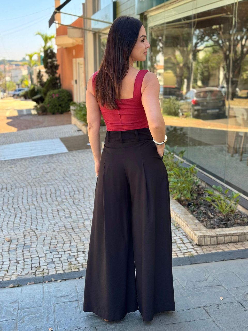 Calça Maxi Pantalona Preta Paola 