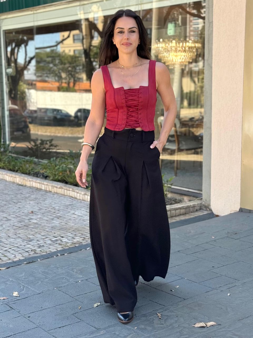 Calça Maxi Pantalona Preta Paola 