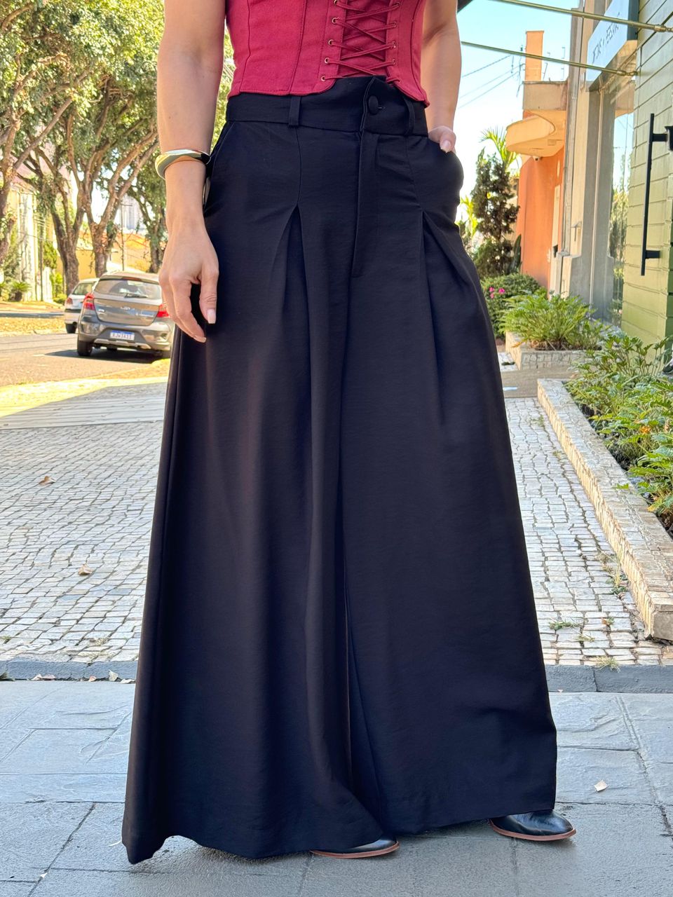 Calça Maxi Pantalona Preta Paola 