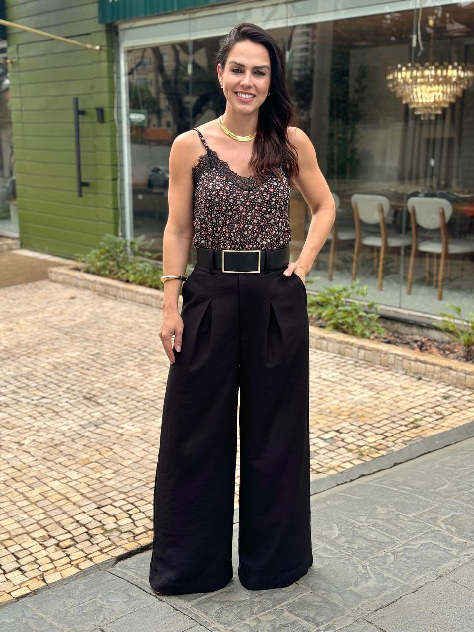 Calça Pantalona Preta Paola - Arpaia