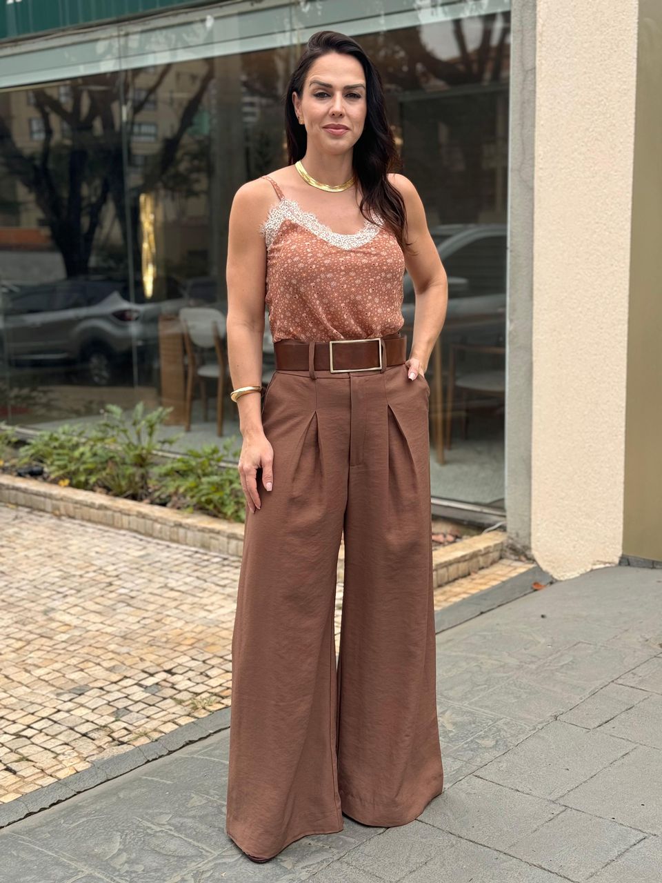 Calça Pantalona Coffee Paola - Arpaia