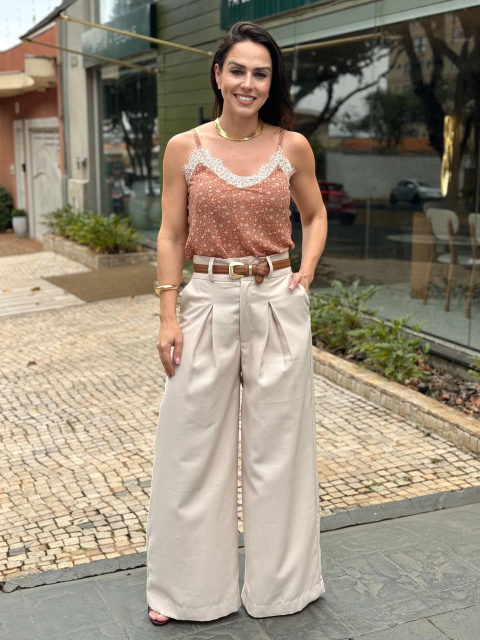 Calça Pantalona Areia Paola - Arpaia
