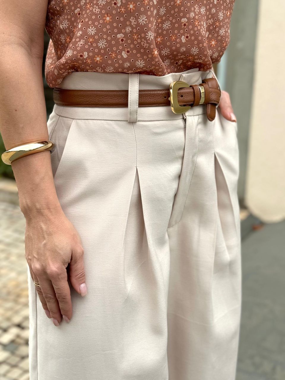 Calça Pantalona Areia Paola