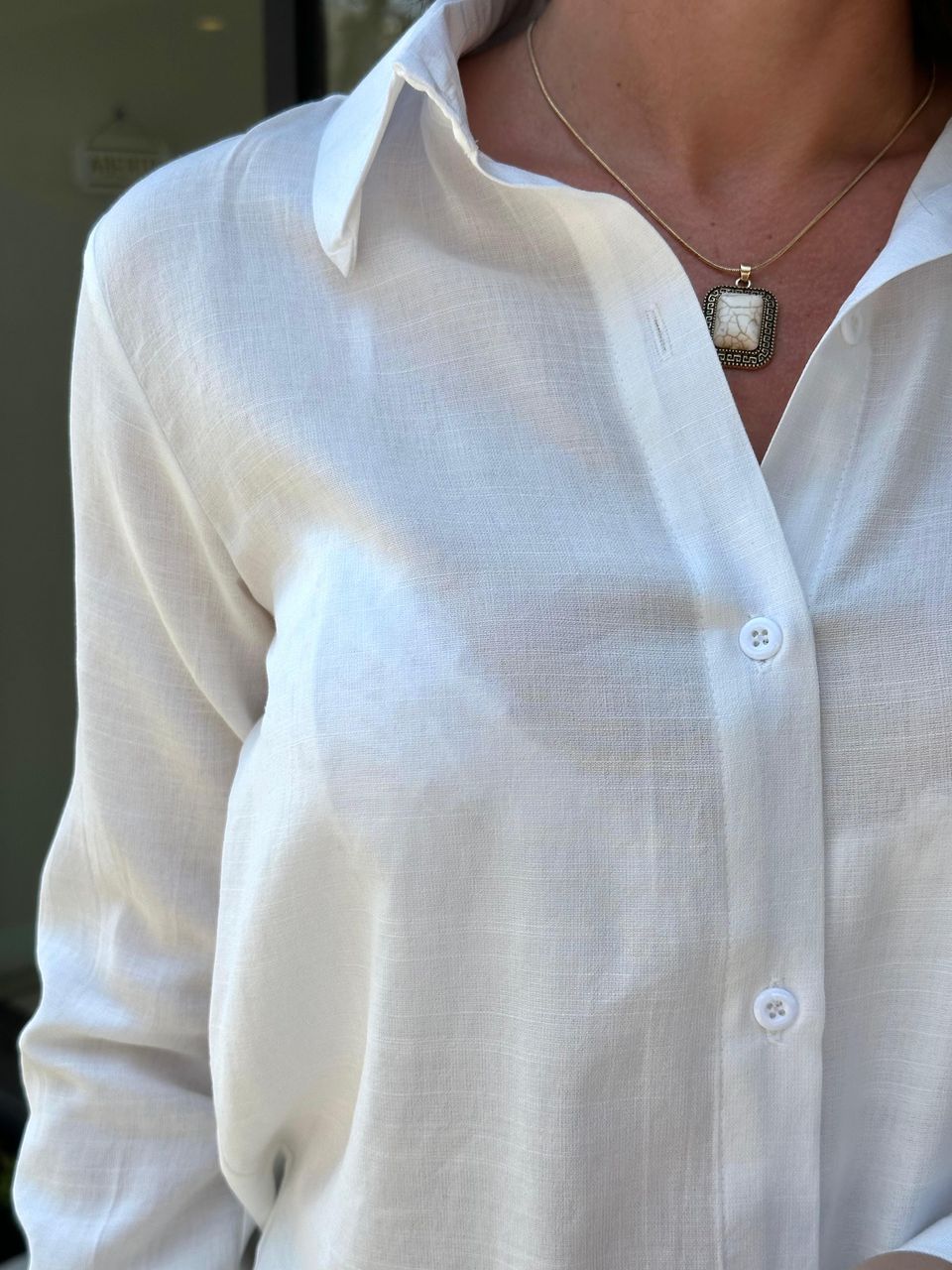 Camisa Slim Viscolinho Off White