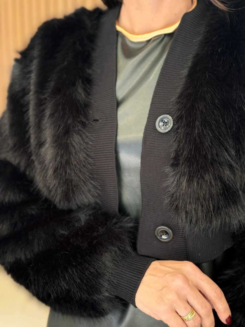 Casaco Pelo Forrado Aspen Preto