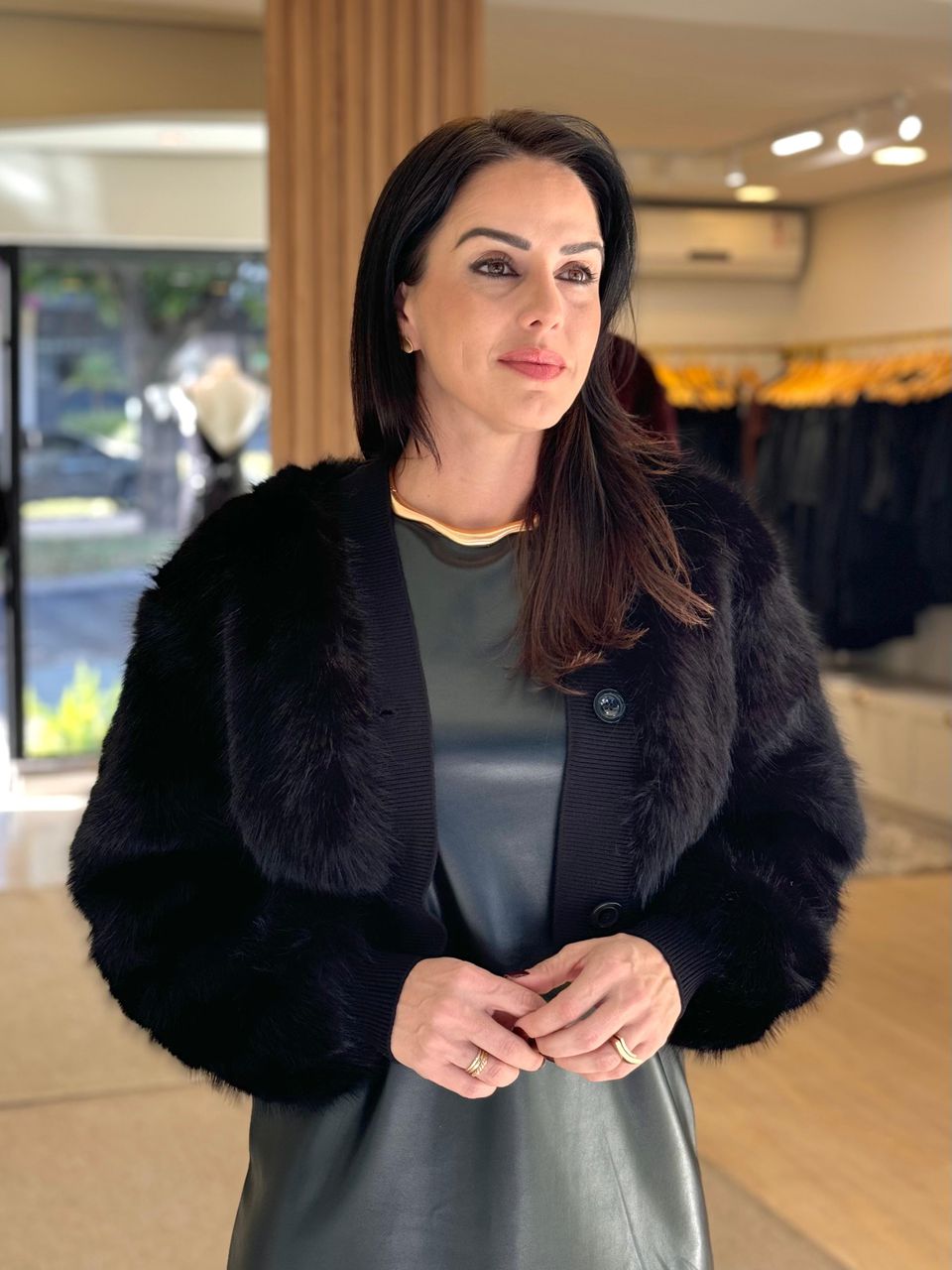 Casaco Pelo Forrado Aspen Preto