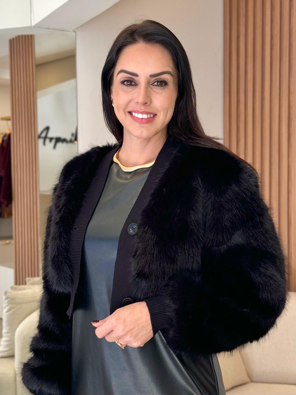 Casaco Pelo Forrado Aspen Preto - Arpaia