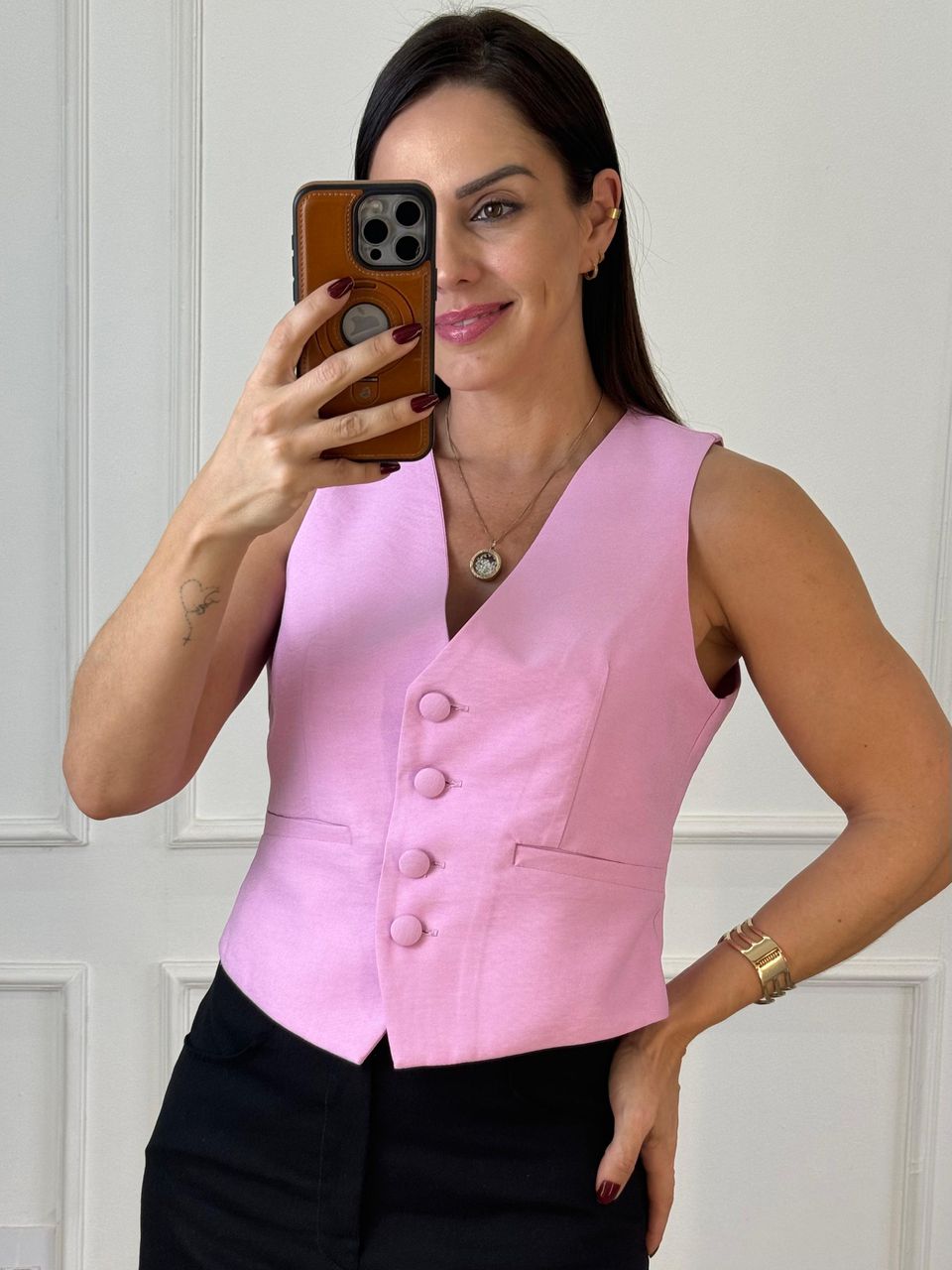 Colete Liz Rosa Claro - Arpaia