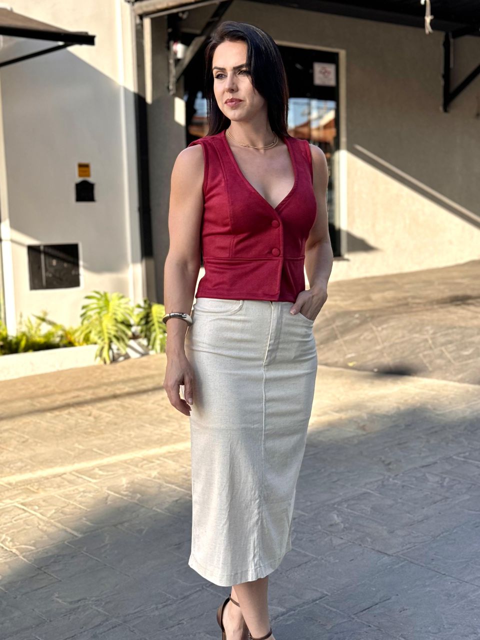 Colete Suede Cecília Borgonha