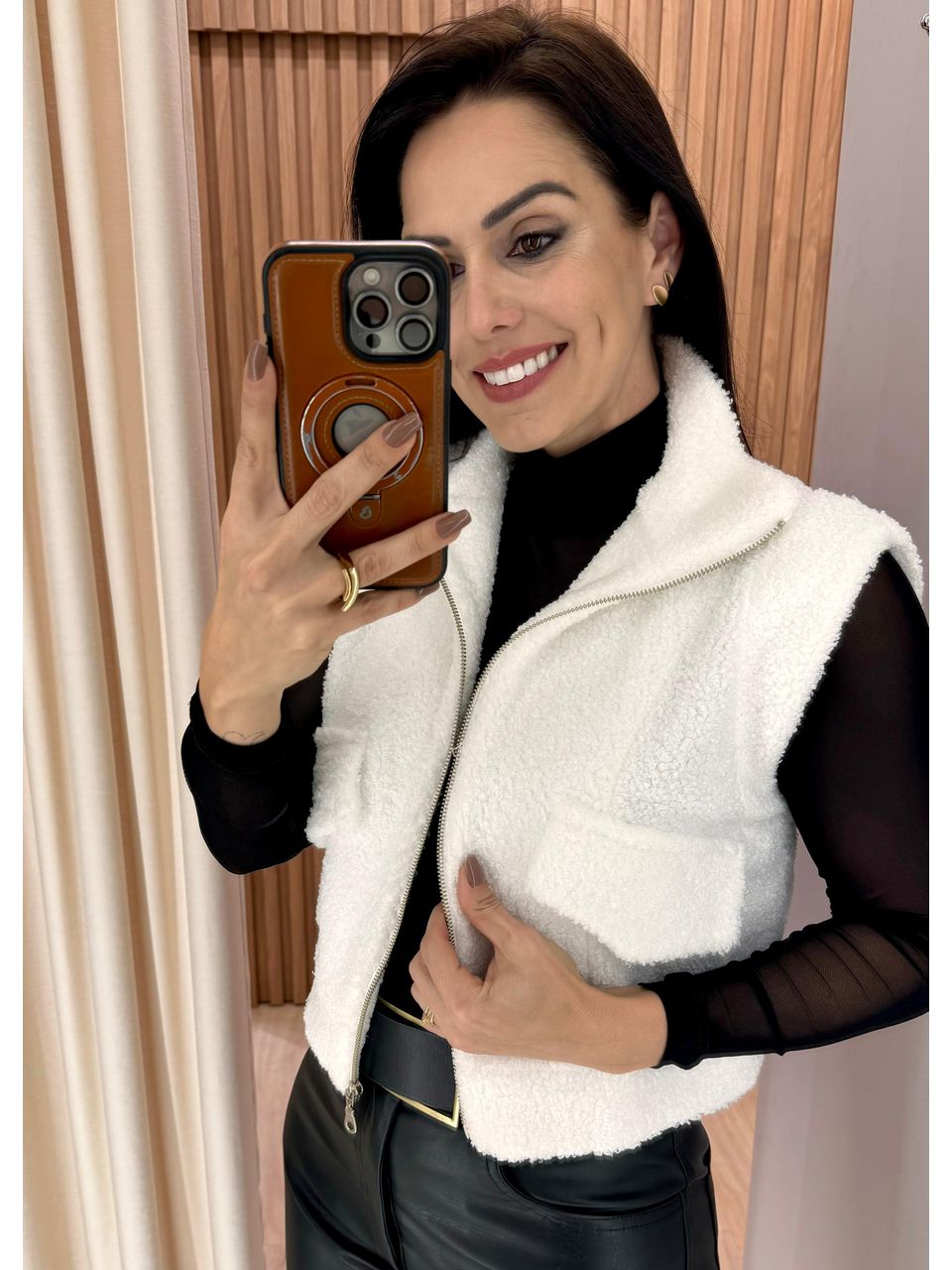 Colete Teddy Peluciado Off White - Arpaia