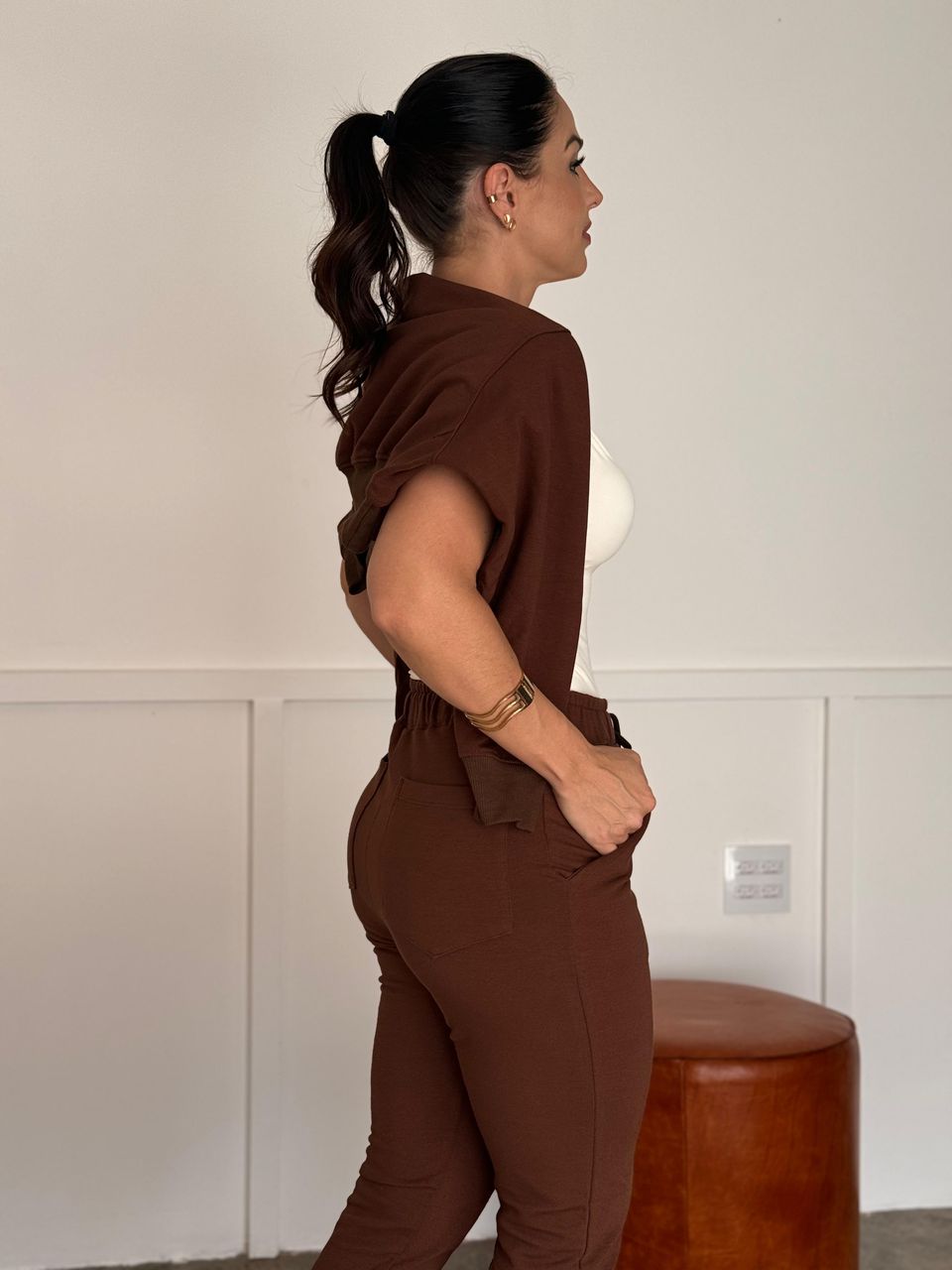 Conjunto Moletinho Jogger Nova York Marrom