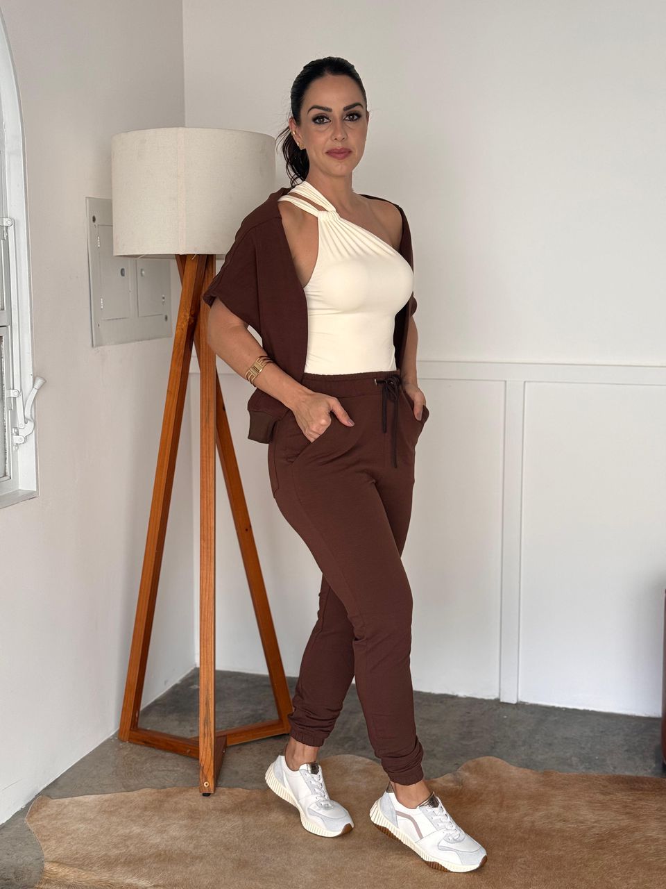 Conjunto Moletinho Jogger Nova York Marrom