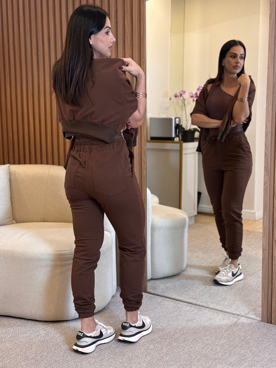 Conjunto Moletinho Jogger Nova York Marrom