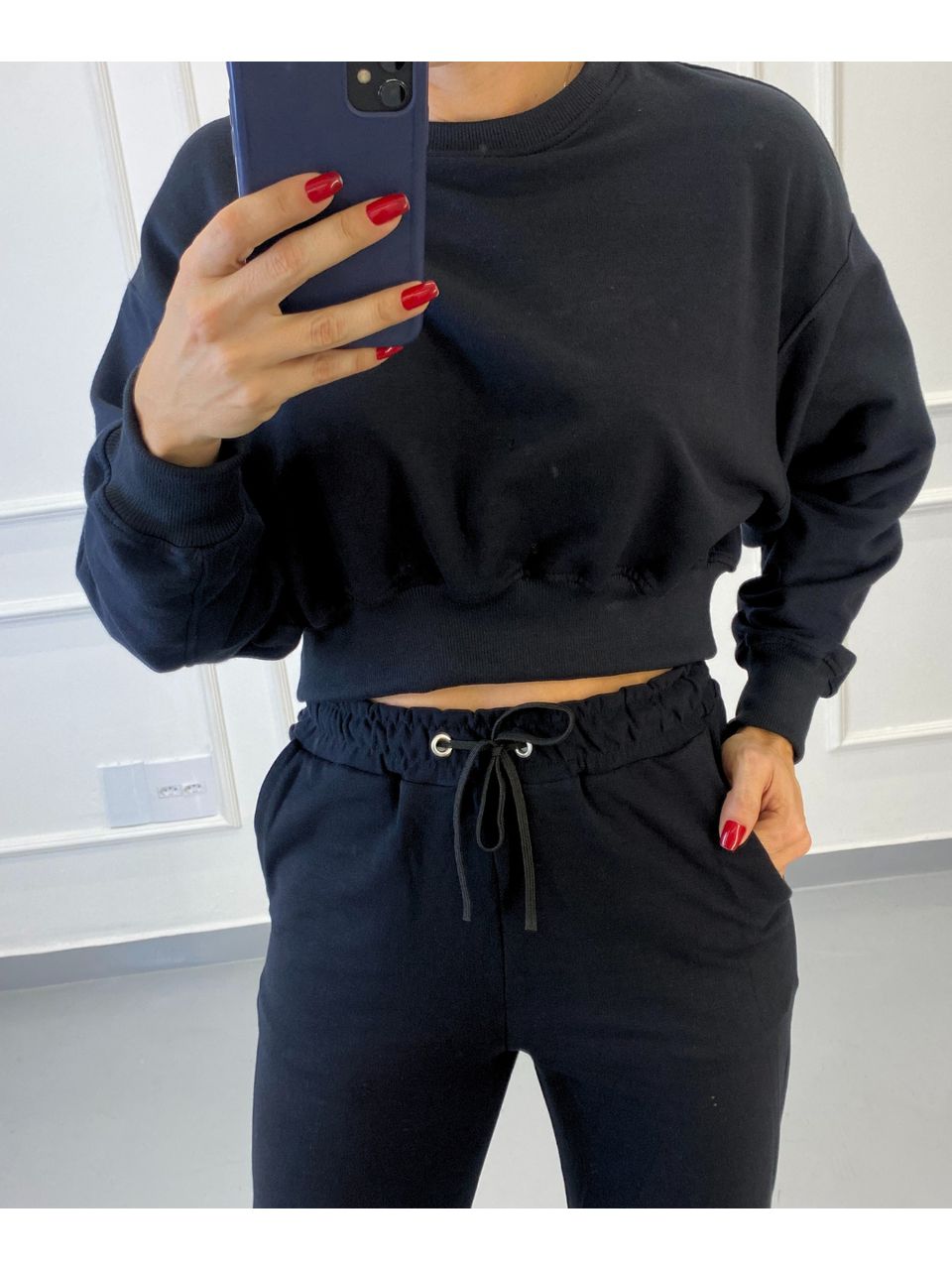 Conjunto Moletinho Pantalona Austrália Preto