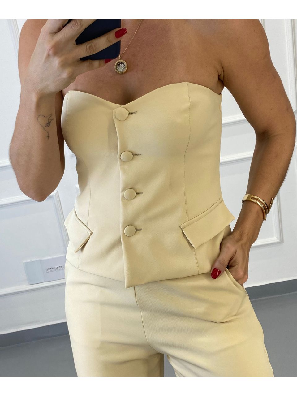 Corselet Alfaiataria Paris Creme - Arpaia