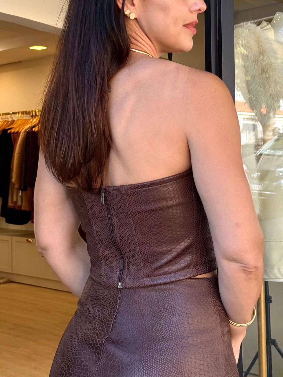 Corselet Suede Animale Marrom