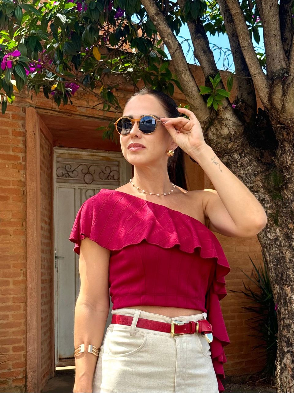 Cropped Boho Nula Manga Josephine Cabernet