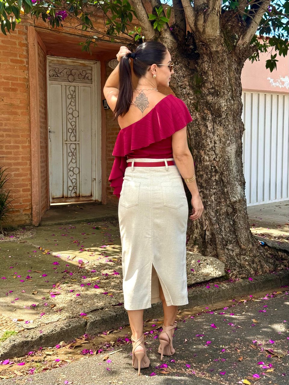 Cropped Boho Nula Manga Josephine Cabernet