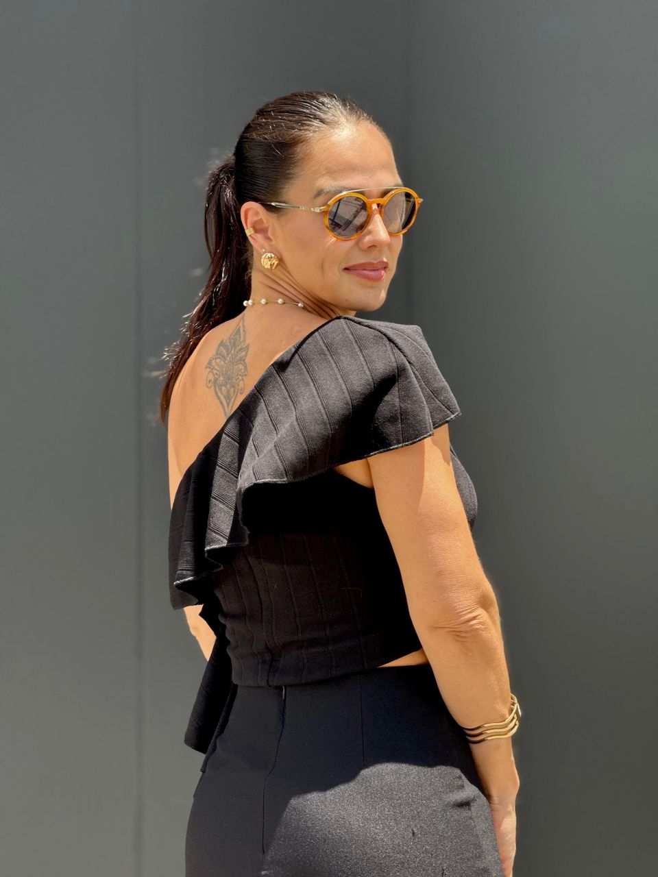 Cropped Boho Nula Manga Josephine Preto