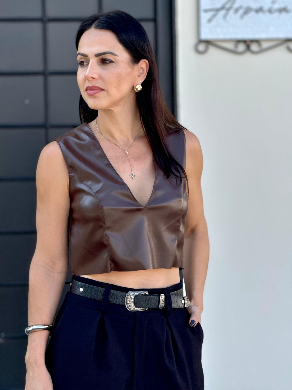 Cropped Courino Marrom Nivea 
