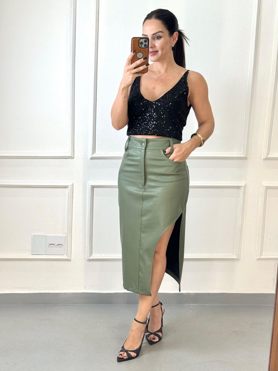 Cropped Paetê Virginia Preto