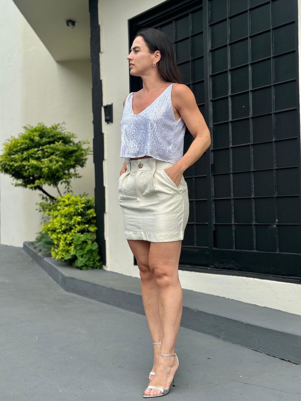 Cropped Paetê Virginia Prata