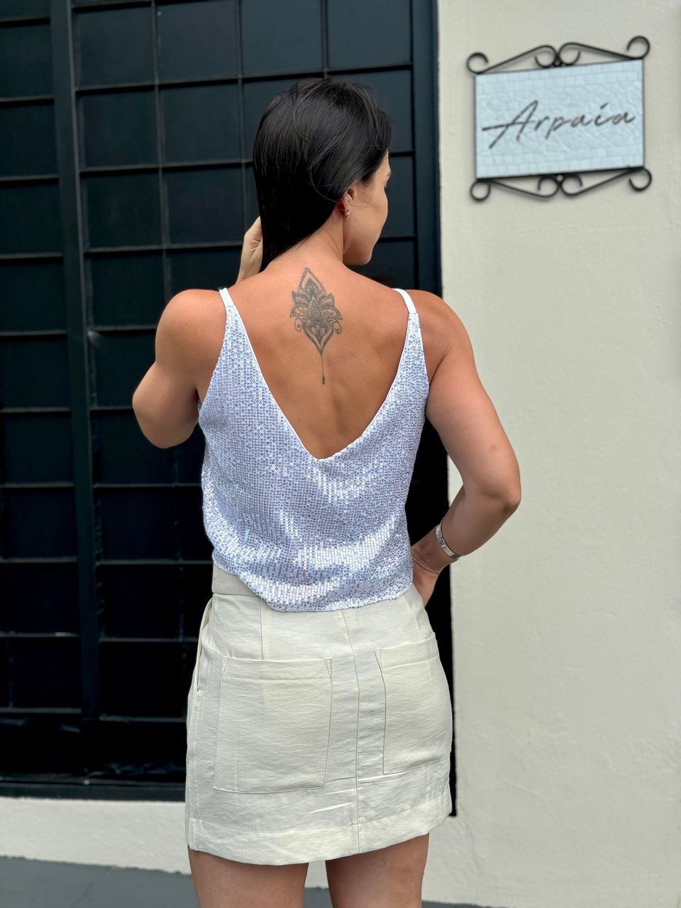 Cropped Paetê Virginia Prata