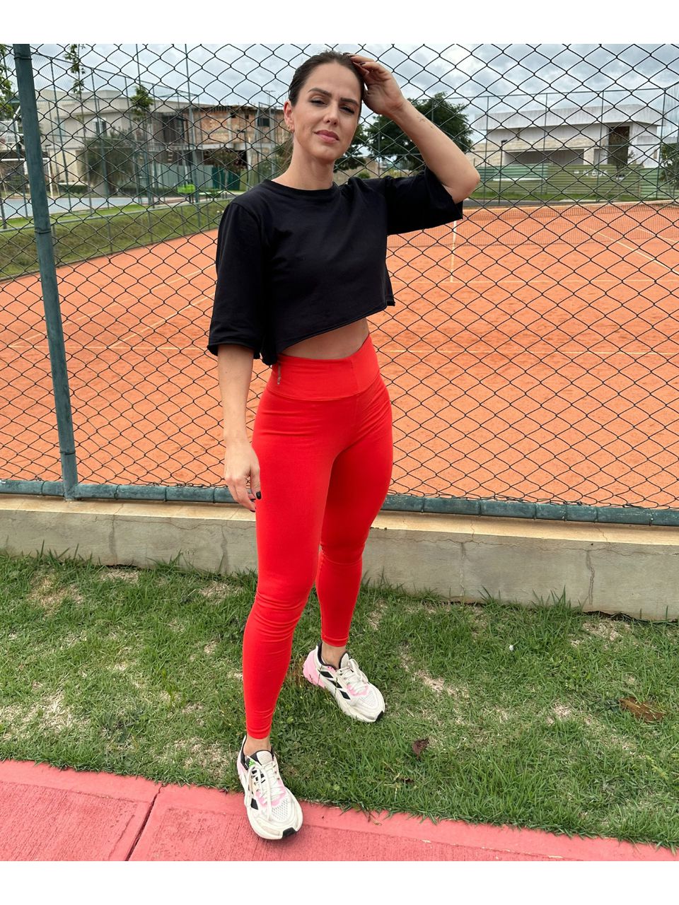 Calça Legging Fitness Florensça Poliamida Vermelho... - Arpaia