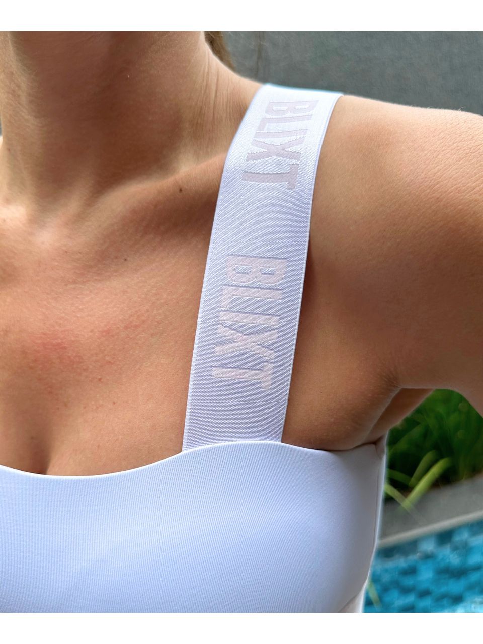 Top Fitness Elástico Vicenza Branco Com Rose