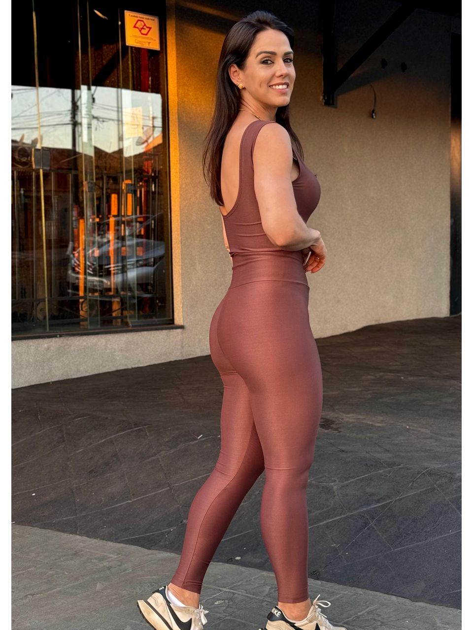 Calça Legging Poliamida Glow Marrom - Arpaia