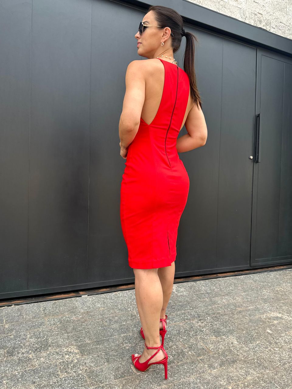 Vestido Genebra Vermelho Liso
