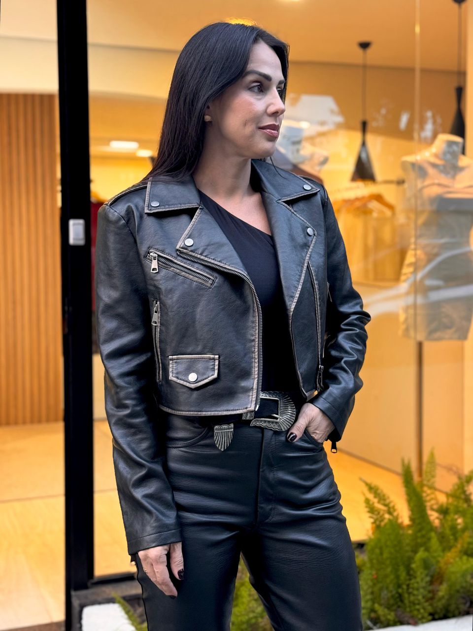 Jaqueta Courino Forrada Carlotta Preta