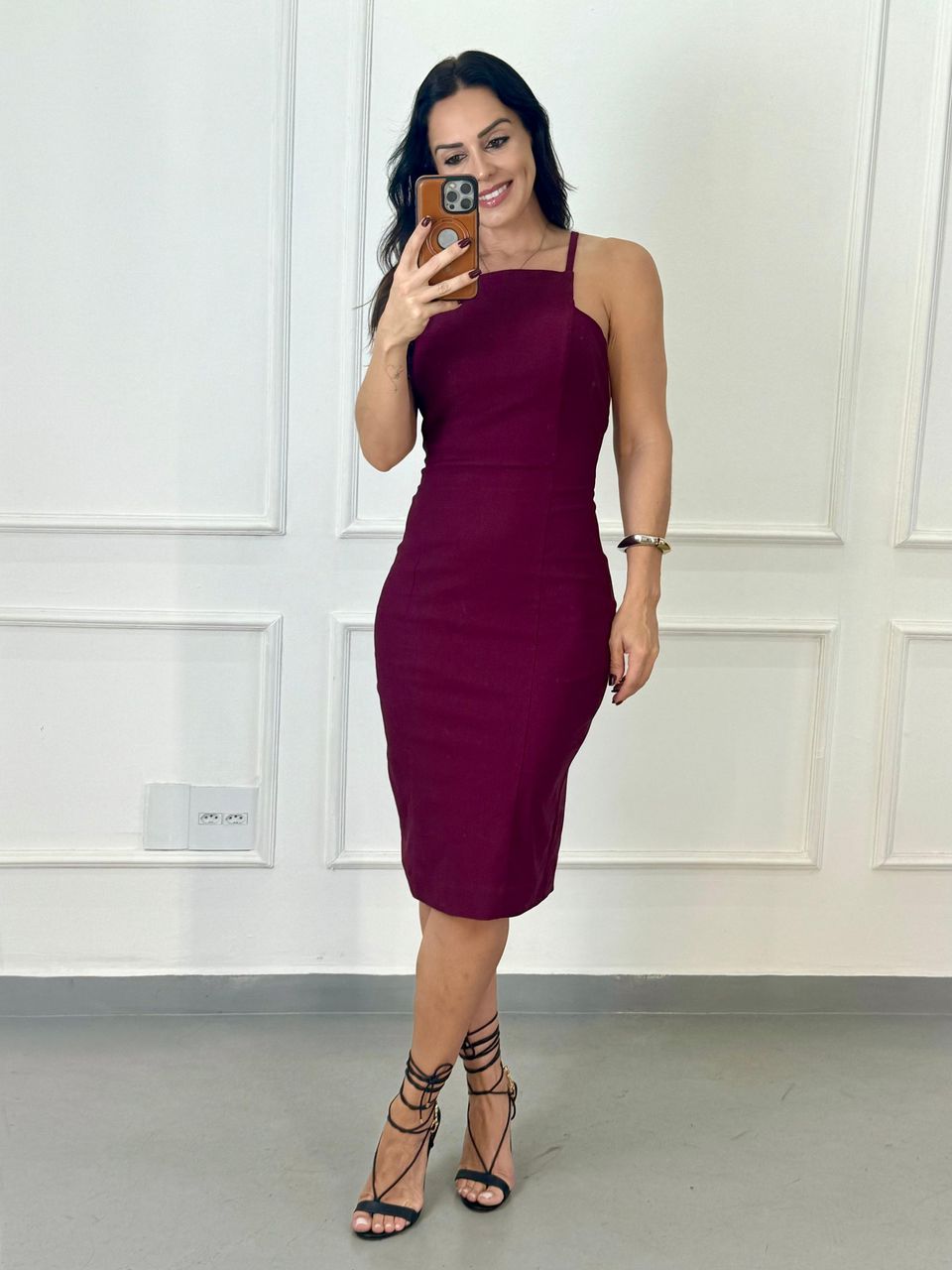 Vestido Midi Genebra Merlot - Arpaia
