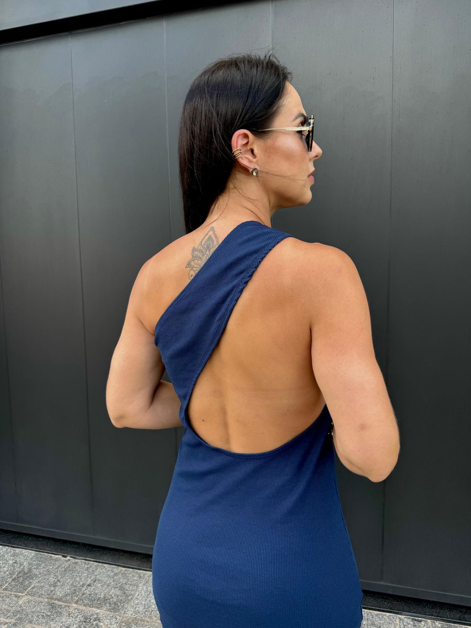 Vestido Midi Azul Marinho Clara
