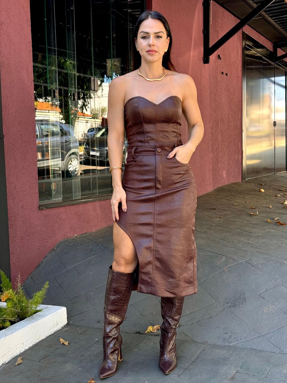 Saia Suede Midi Duda Animale