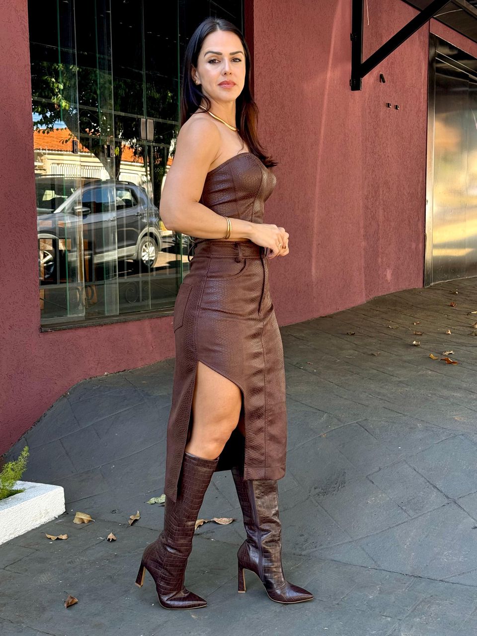 Saia Suede Midi Duda Animale - Arpaia