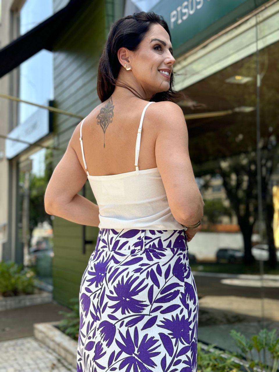 Saia Em Linho Malu Floral