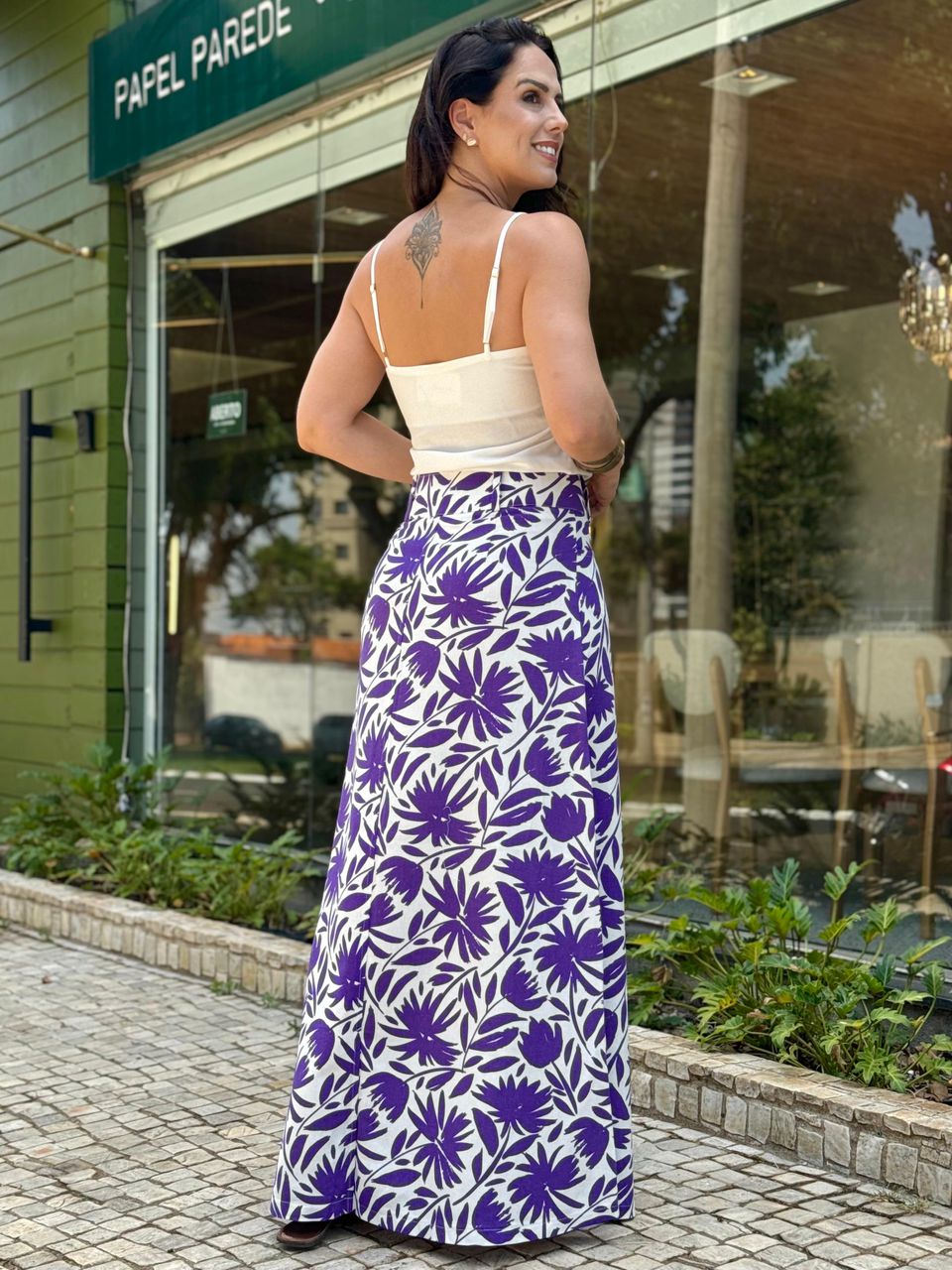 Saia Em Linho Malu Floral