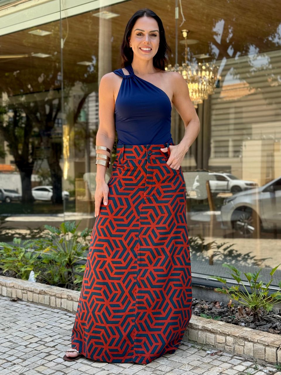 Saia Em Linho Malu Mosaico - Arpaia
