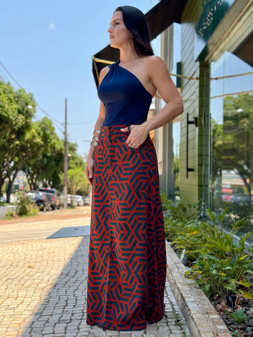 Saia Em Linho Malu Mosaico