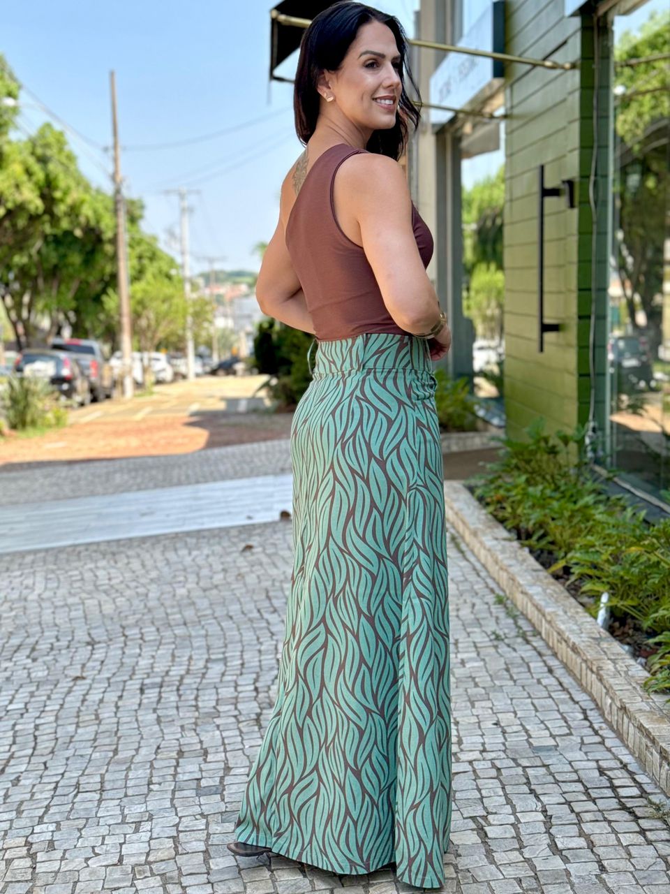 Saia Em Linho Malu Folhas