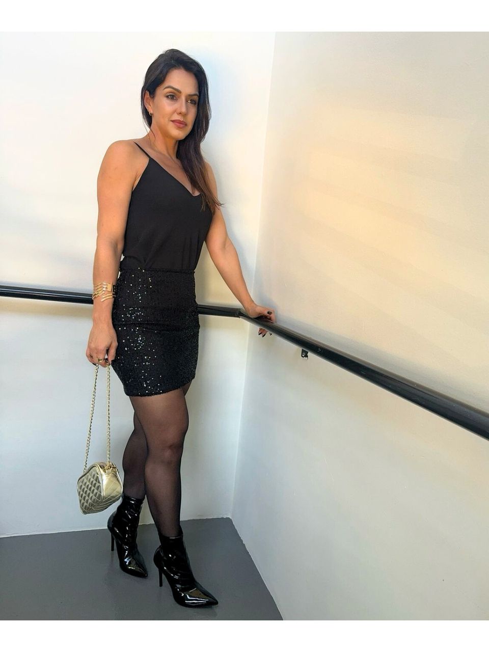 Mini Saia Paetê Virginia Preto