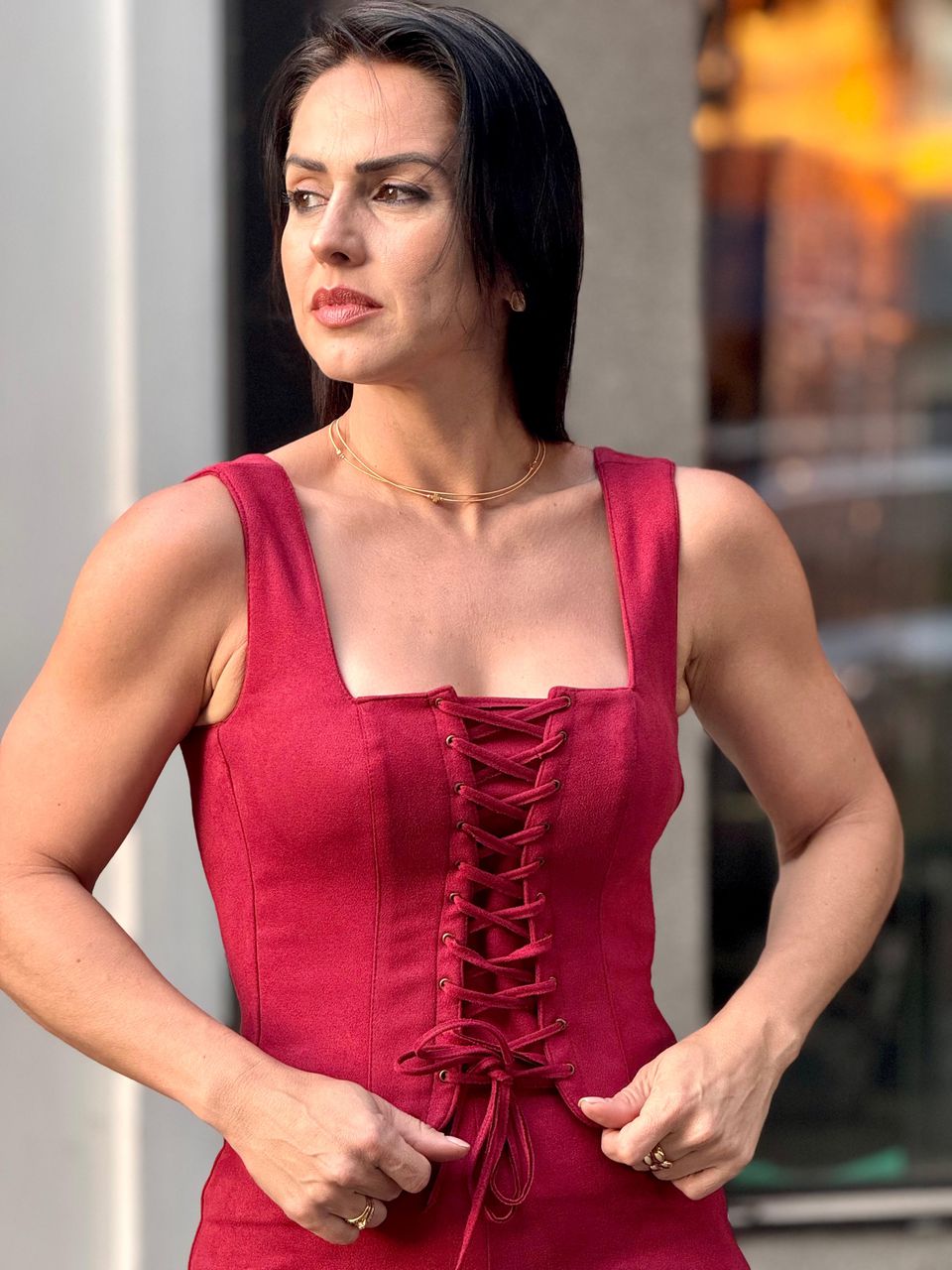 Corset Suede Elizabeth Borgonha - Arpaia