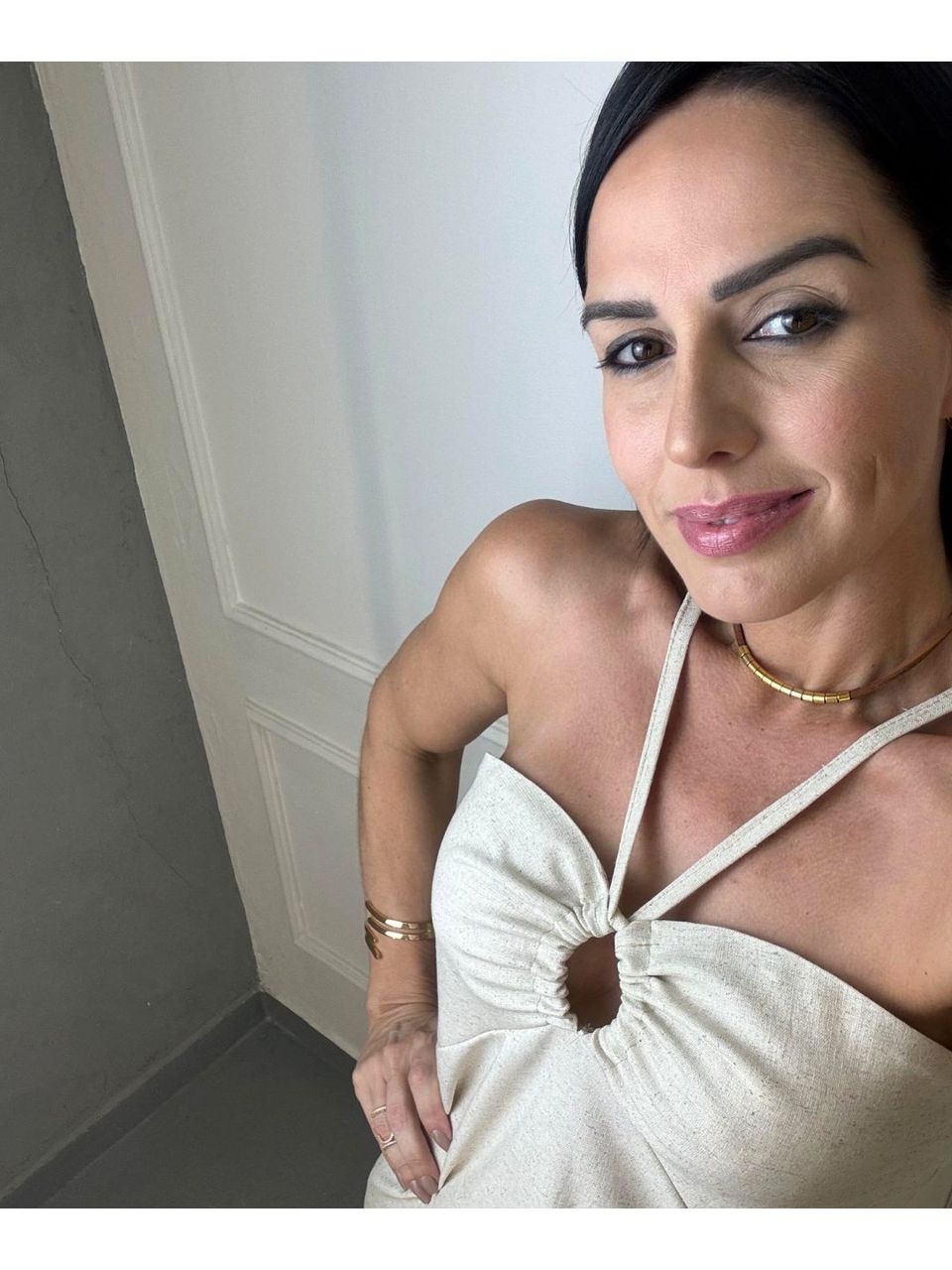 Vestido Linho Selene Cru Natural Frente Única