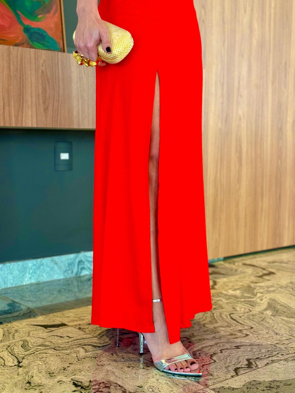 Vestido Longo Evasê Adele Vermelho