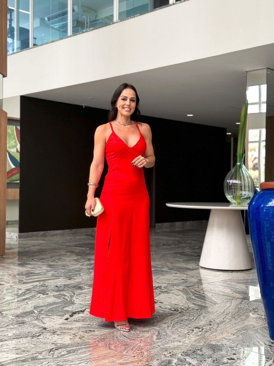 Vestido Longo Evasê Adele Vermelho