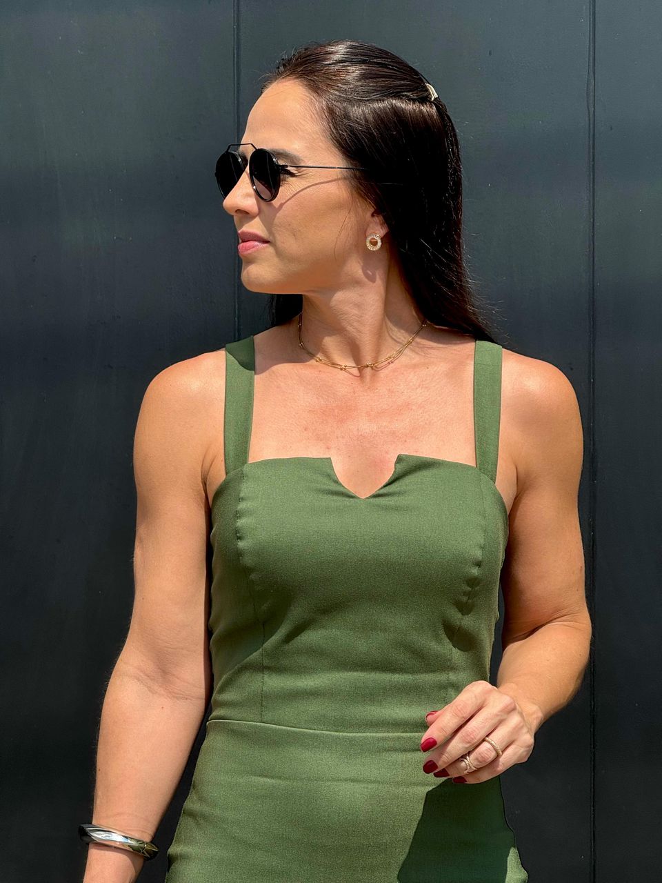 Vestido Midi Carolina Verde Militar