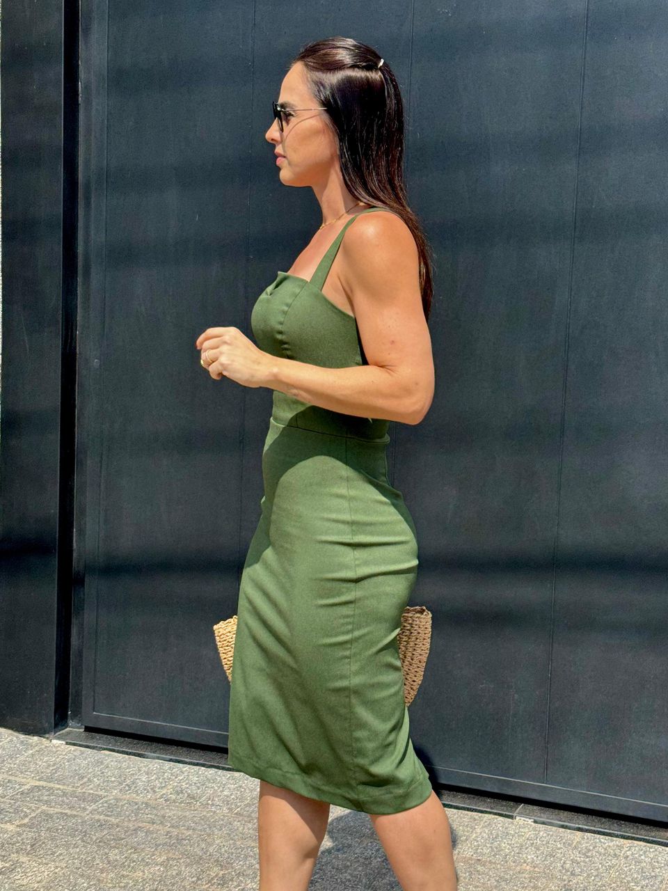 Vestido Midi Carolina Verde Militar